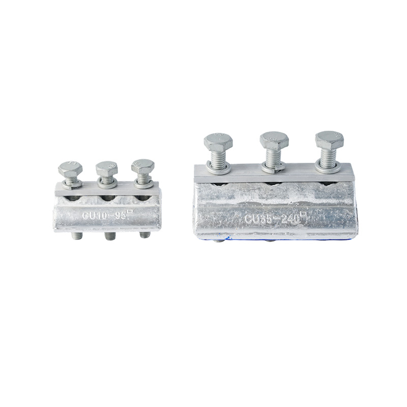 JB Aluminum Groove Clamp for ACSR splicing with bolted aluminum alloy body from a China Groove Clamp Factory