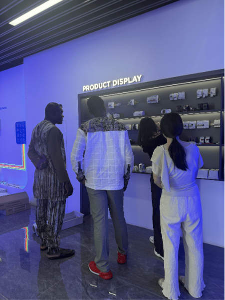 Burkina Faso client observes circuit breaker assembly and quality control processes in the factory